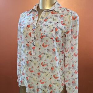 Ann Taylor Loft Cheer Floral Shirt Long Sleeve Size Small Petite